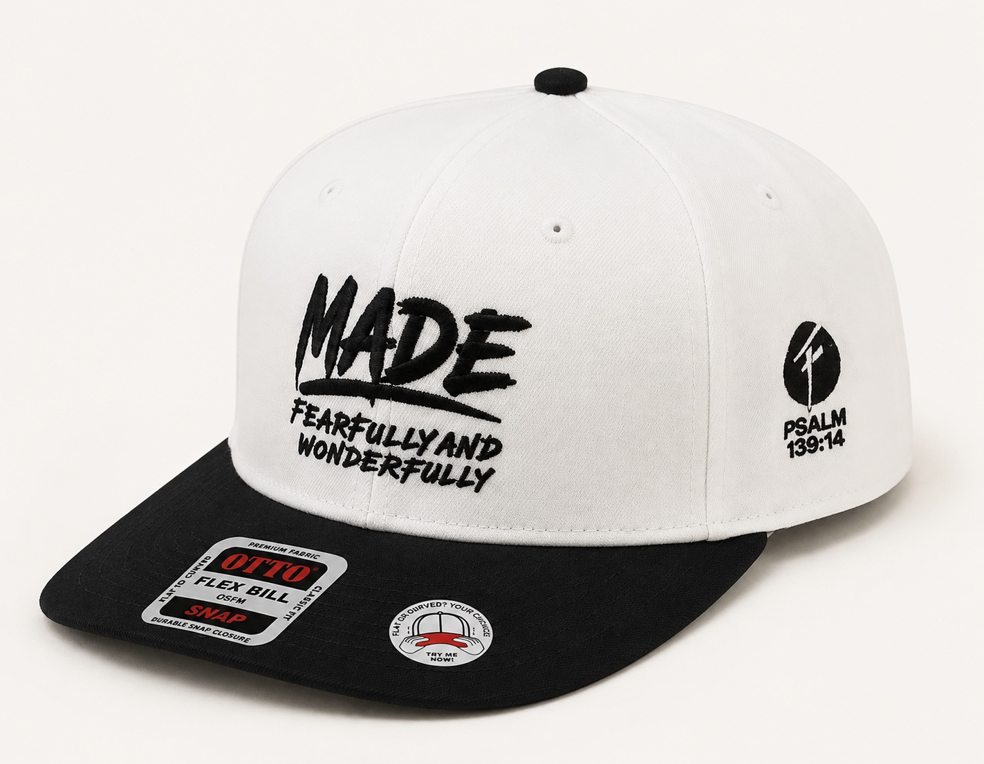 White and black embroidered MADE Cap